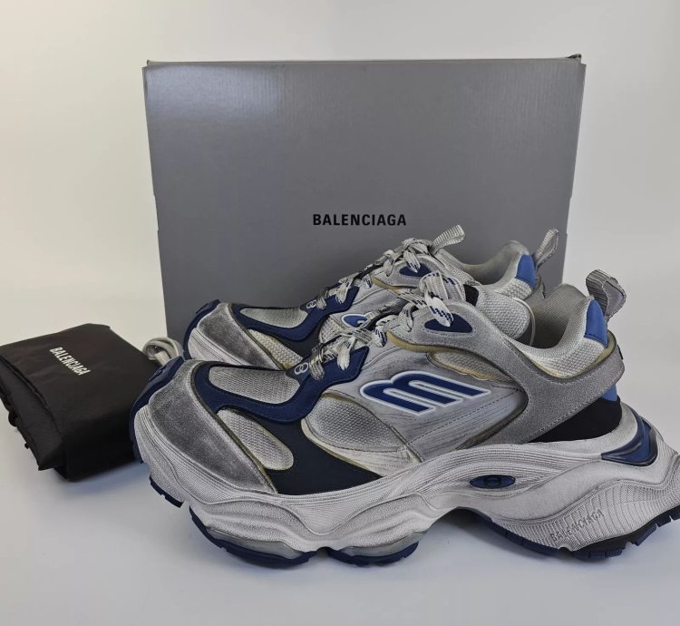 Balenciaga Cargo White Blue Low Top Sneakers New
