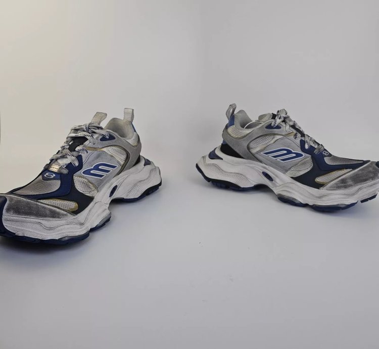 Balenciaga Cargo White Blue Low Top Sneakers New