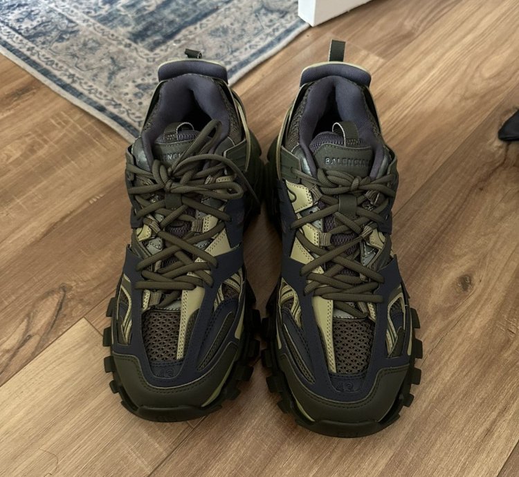Balenciaga green and navy track runners