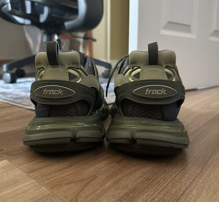 Balenciaga green and navy track runners