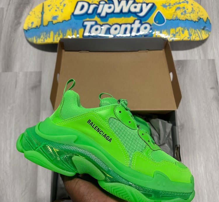 Balenciaga Green Clear Sole Triple Sneakers