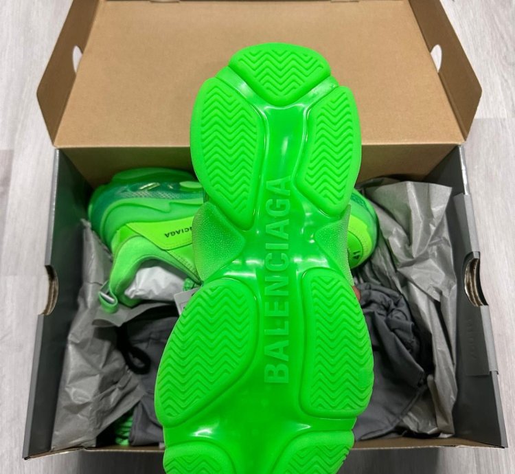 Balenciaga Green Clear Sole Triple Sneakers