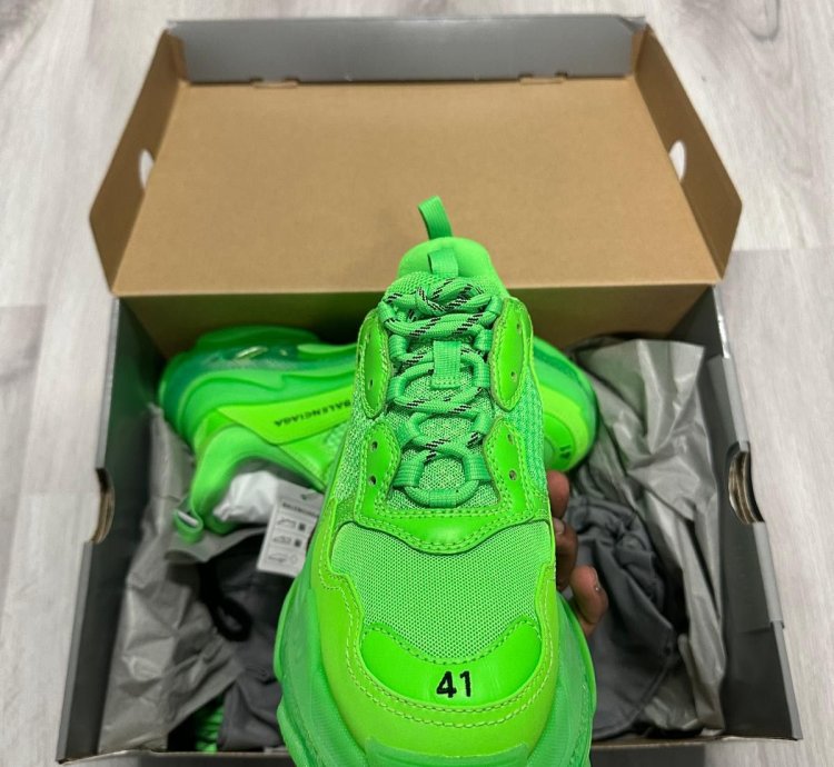 Balenciaga Green Clear Sole Triple Sneakers
