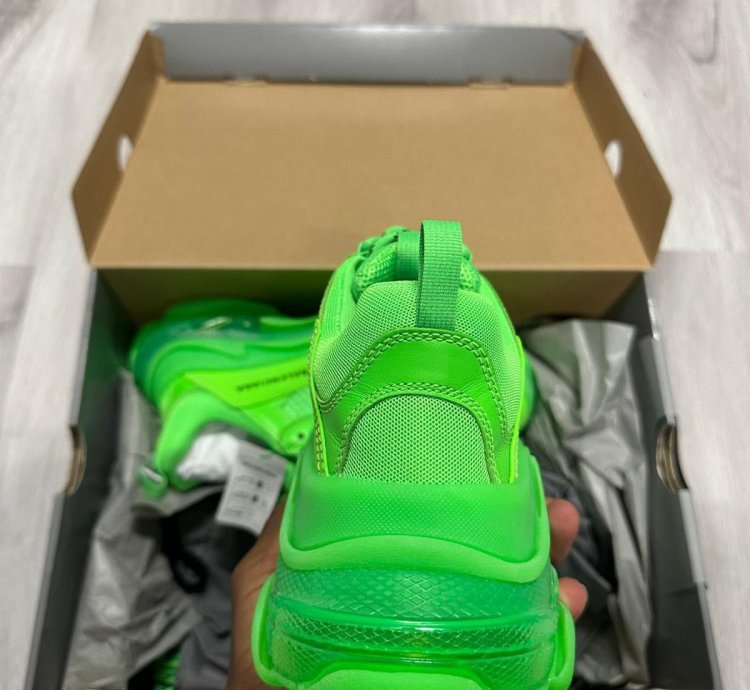 Balenciaga Green Clear Sole Triple Sneakers