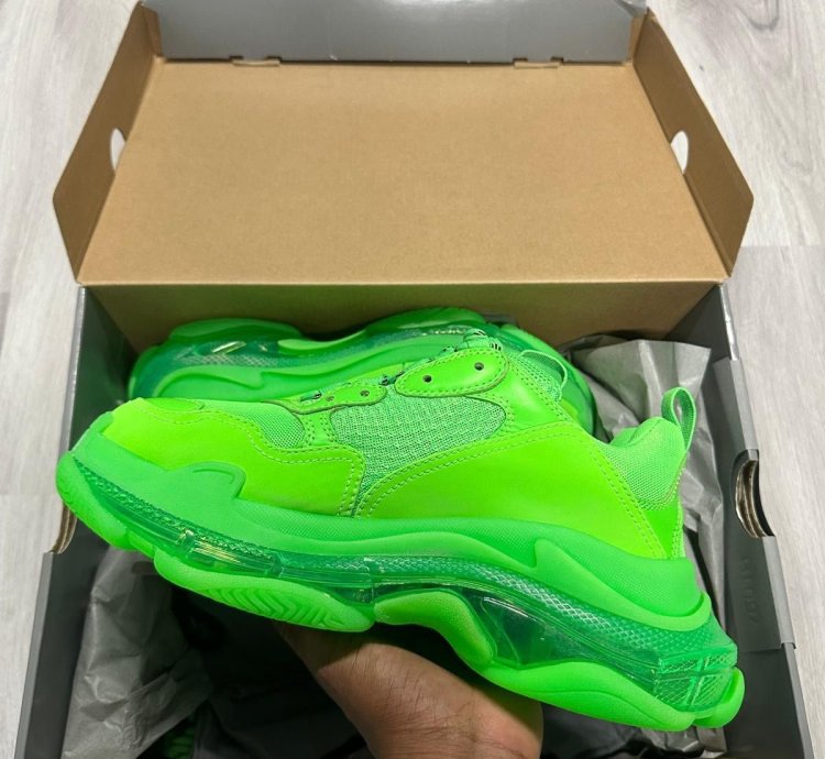 Balenciaga Green Clear Sole Triple Sneakers