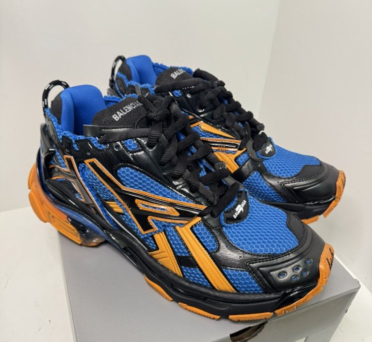 Balenciaga Men Runner Sneaker Orange Blue Sz 13 US