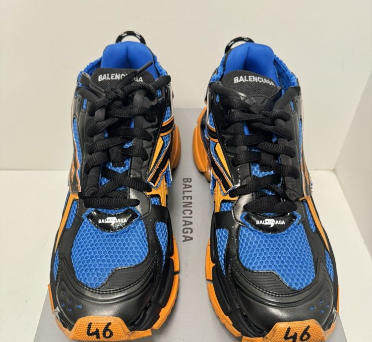 Balenciaga Men Runner Sneaker Orange Blue Sz 13 US