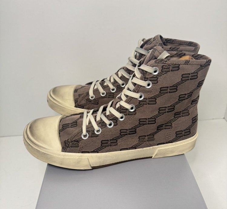 BALENCIAGA Paris BB Monogram Logo High-Top Sneaker Men Shoes