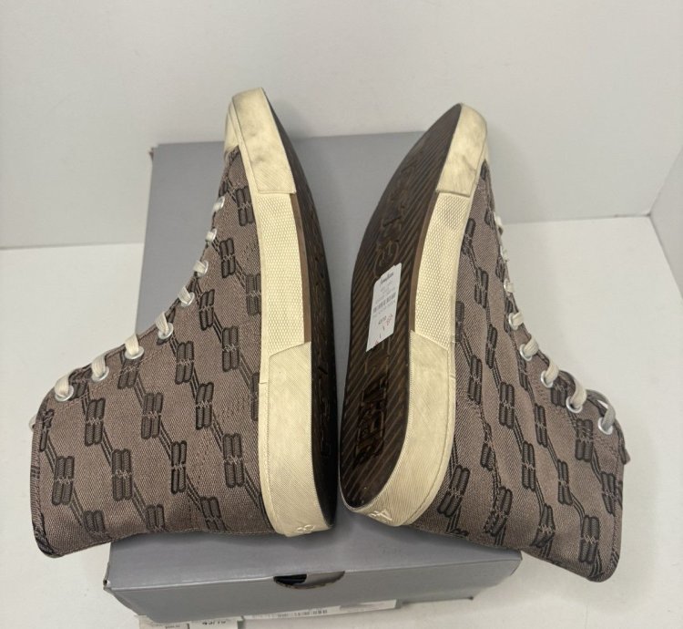 BALENCIAGA Paris BB Monogram Logo High-Top Sneaker Men Shoes