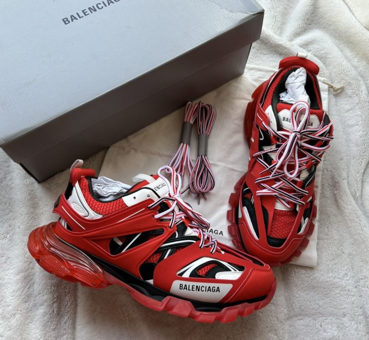 Balenciaga Red Black White Track Sneakers