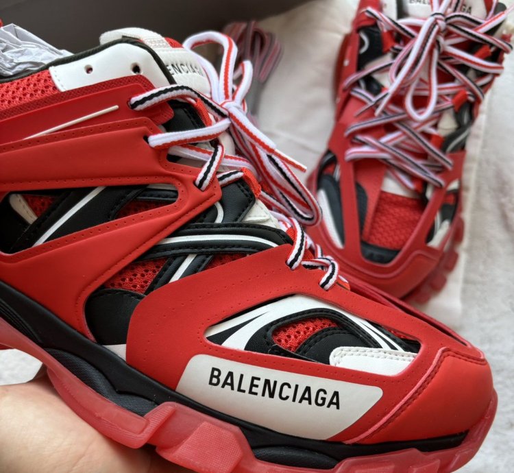 Balenciaga Red Black White Track Sneakers