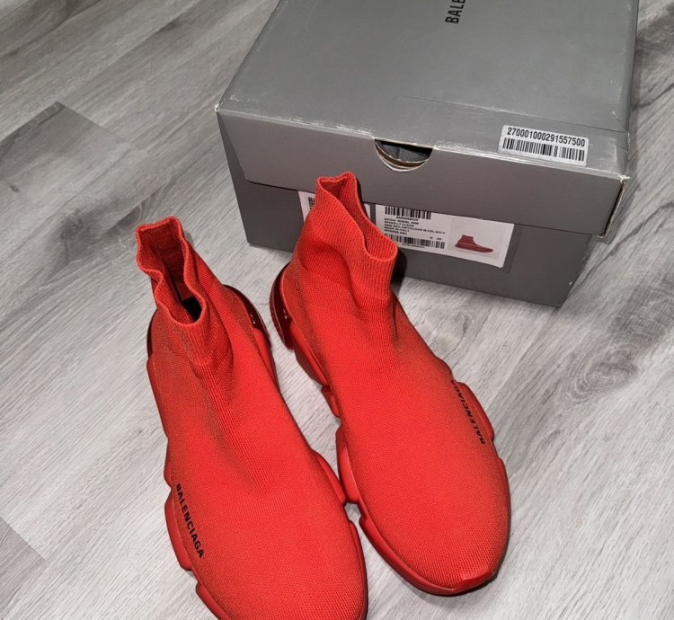 Balenciaga Red Speed Trainer Clear Sole
