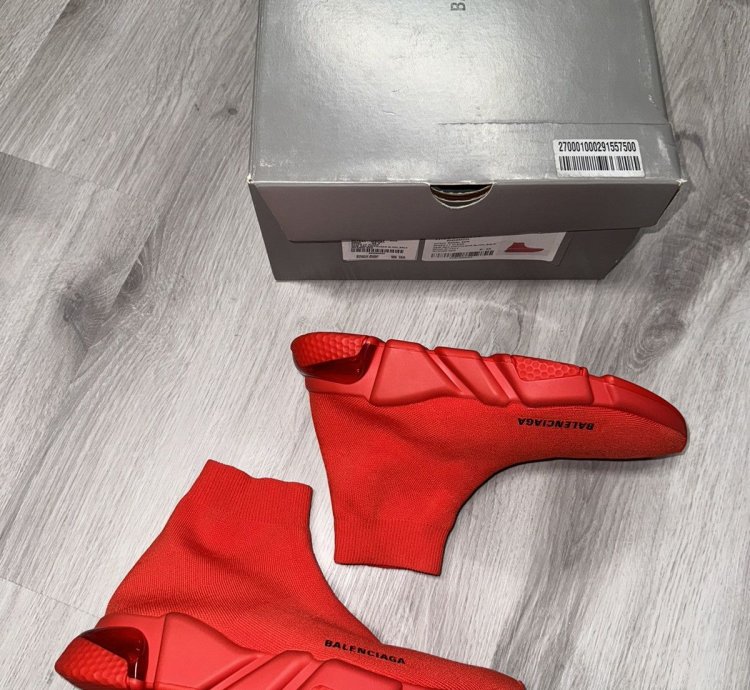 Balenciaga Red Speed Trainer Clear Sole