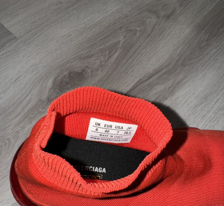 Balenciaga Red Speed Trainer Clear Sole