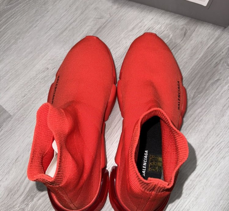 Balenciaga Red Speed Trainer Clear Sole