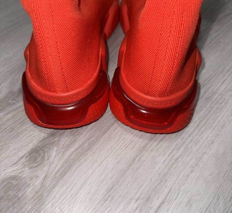 Balenciaga Red Speed Trainer Clear Sole