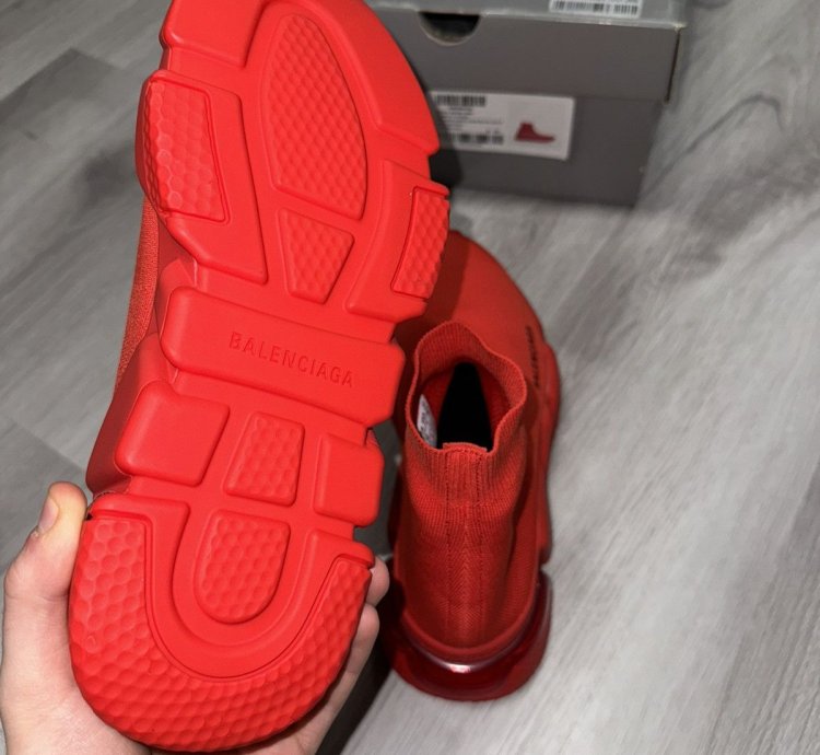 Balenciaga Red Speed Trainer Clear Sole