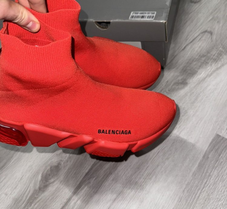 Balenciaga Red Speed Trainer Clear Sole
