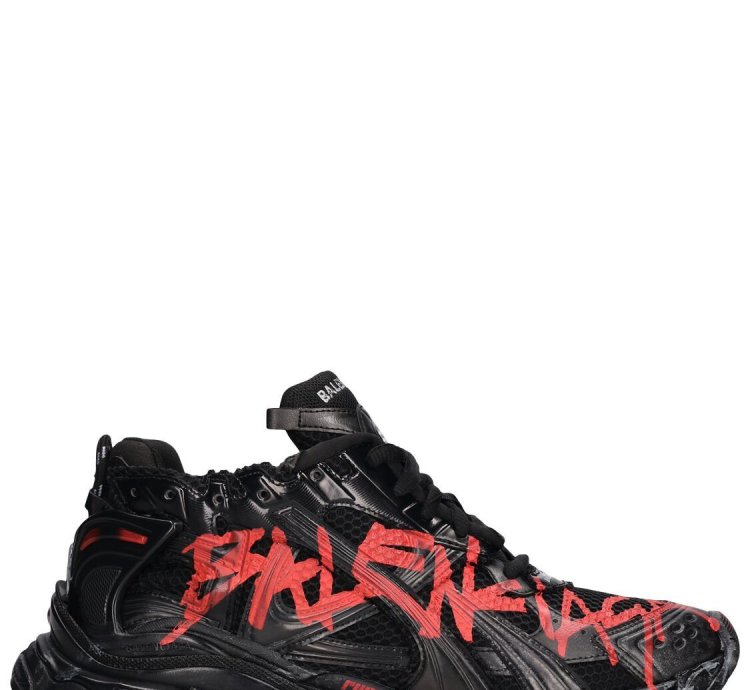 Balenciaga Runner Graffiti Black Red Low Top Sneakers New