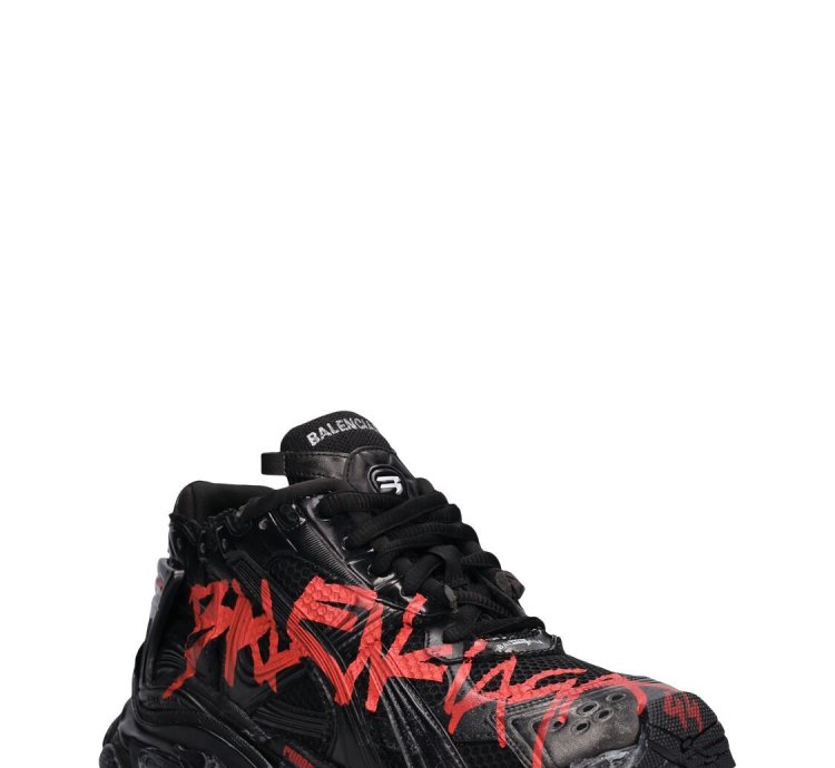 Balenciaga Runner Graffiti Black Red Low Top Sneakers New