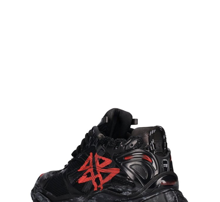 Balenciaga Runner Graffiti Black Red Low Top Sneakers New