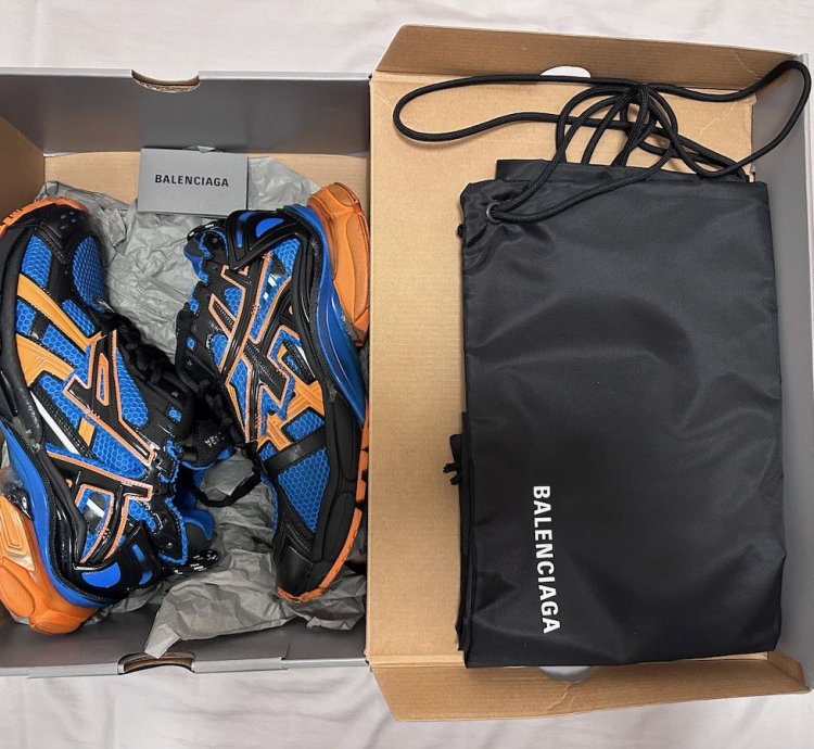 Balenciaga Runner Sneakers in Orange Blue and Black