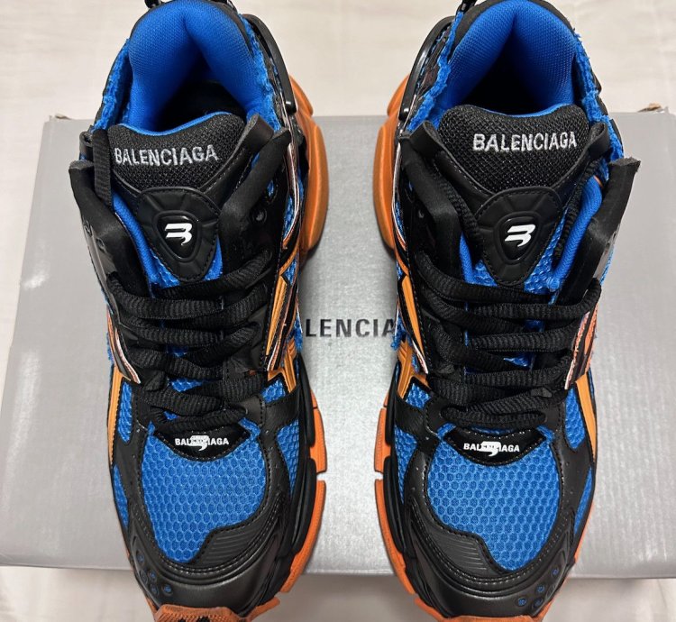 Balenciaga Runner Sneakers in Orange Blue and Black