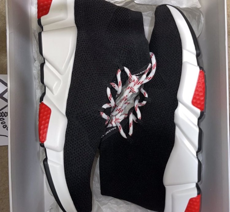 Balenciaga Speed Trainer Lace Up Black Red