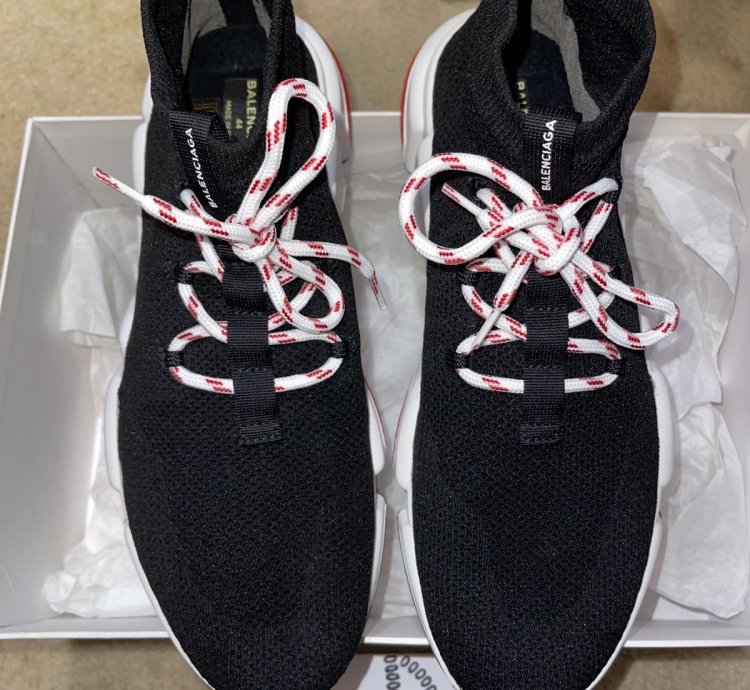 Balenciaga Speed Trainer Lace Up Black Red