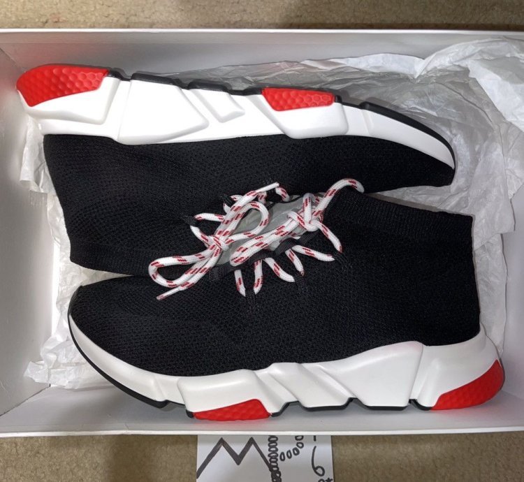 Balenciaga Speed Trainer Lace Up Black Red