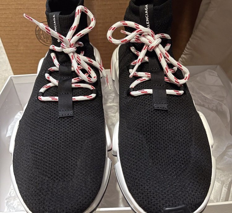 Balenciaga Speed Trainer Lace Up Black Red