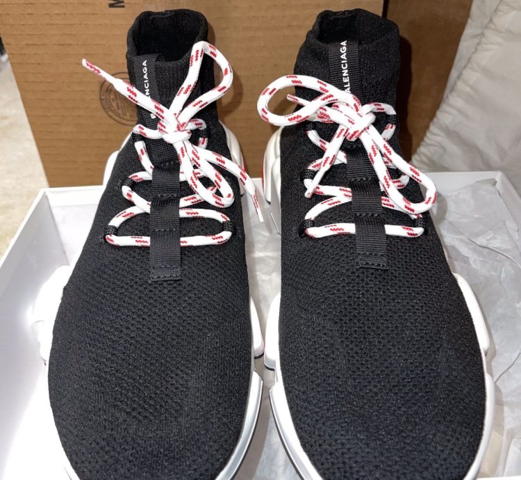 Balenciaga Speed Trainer Lace Up Black Red