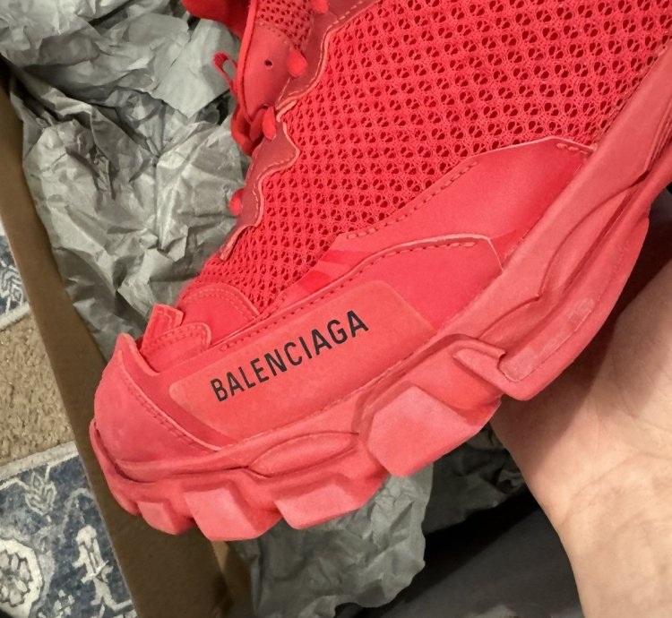 Balenciaga Track 3 Distressed Sneaker Red