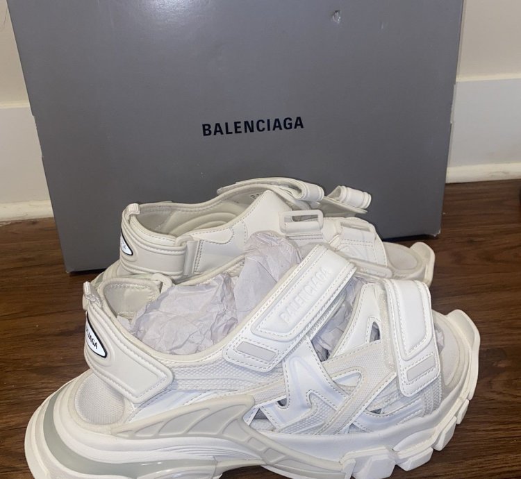 Balenciaga Track Sandals - Frost White