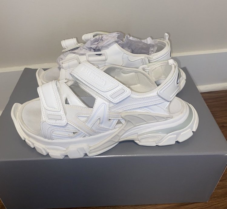 Balenciaga Track Sandals - Frost White