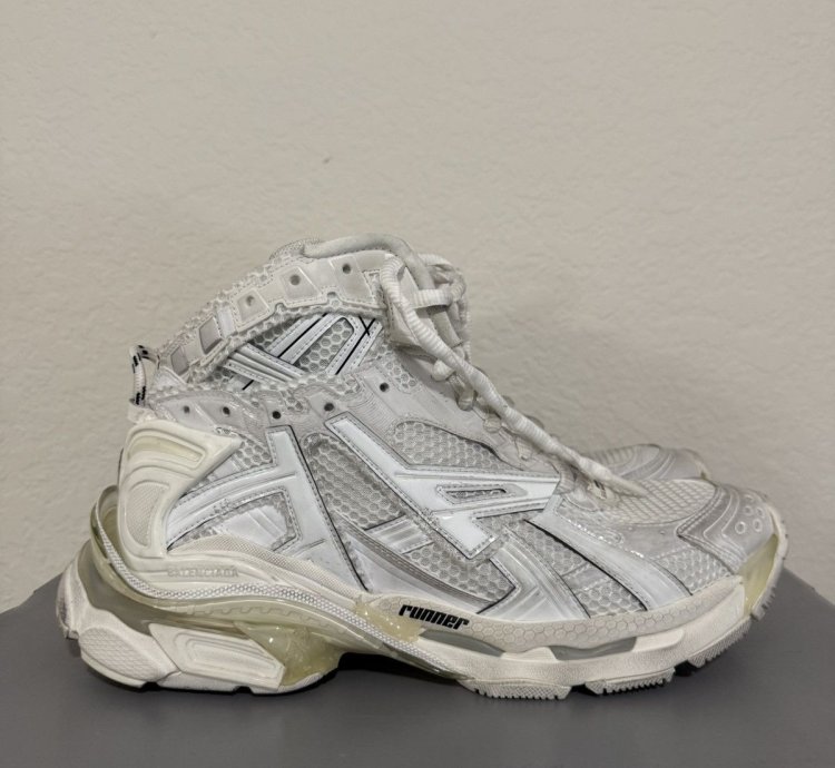 Balenciaga White Runner High Top Sneaker (44)