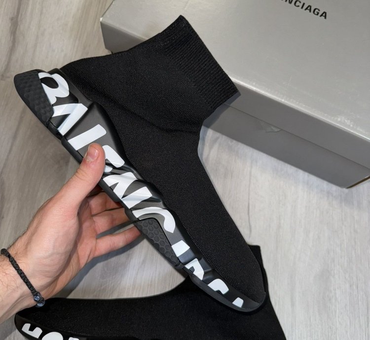 Black Graffiti Balenciaga Speed Trainers