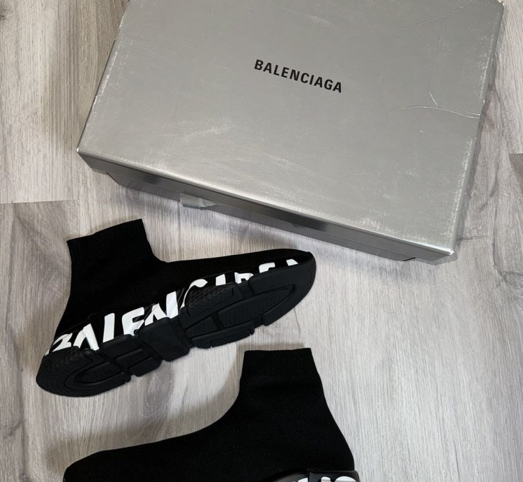 Black Graffiti Balenciaga Speed Trainers