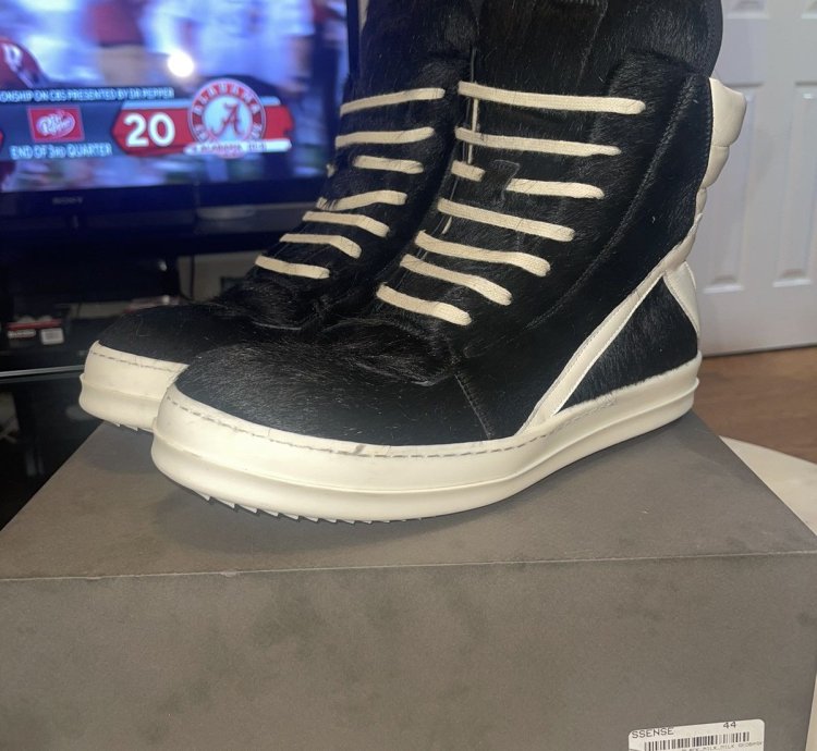 Black Rick Owens Pony Fur Geobaskets