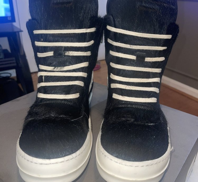Black Rick Owens Pony Fur Geobaskets