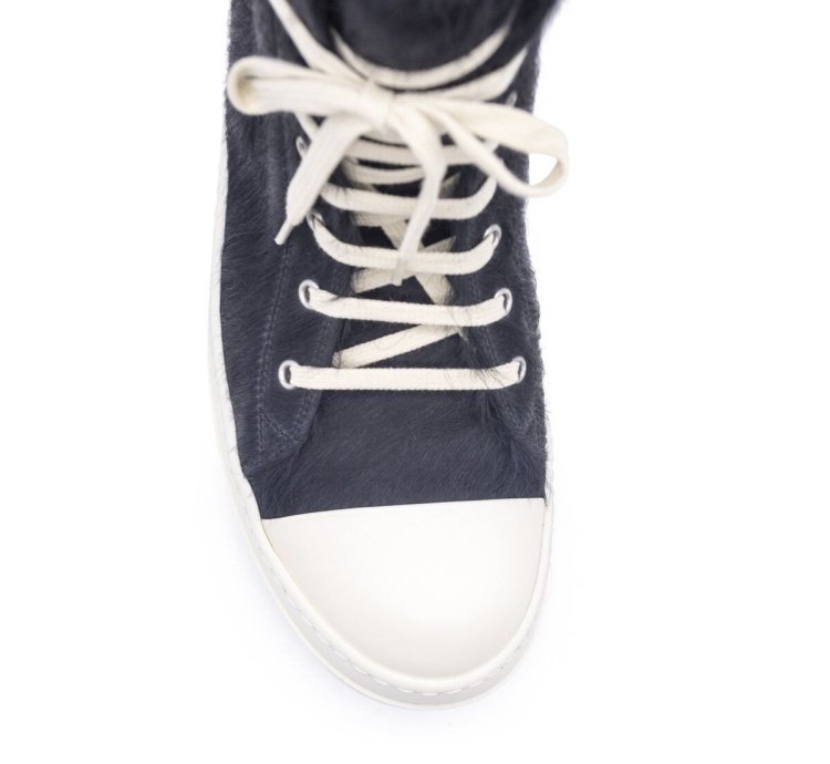 BNWT AW22 RICK OWENS STROBE FUR HIGH TOP SNEAKERS 43
