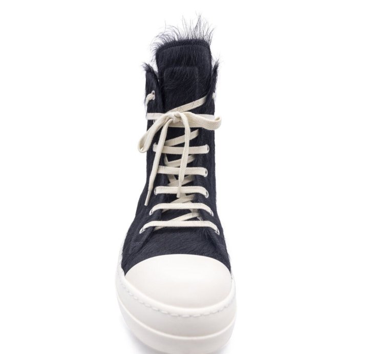 BNWT AW22 RICK OWENS STROBE FUR HIGH TOP SNEAKERS 43