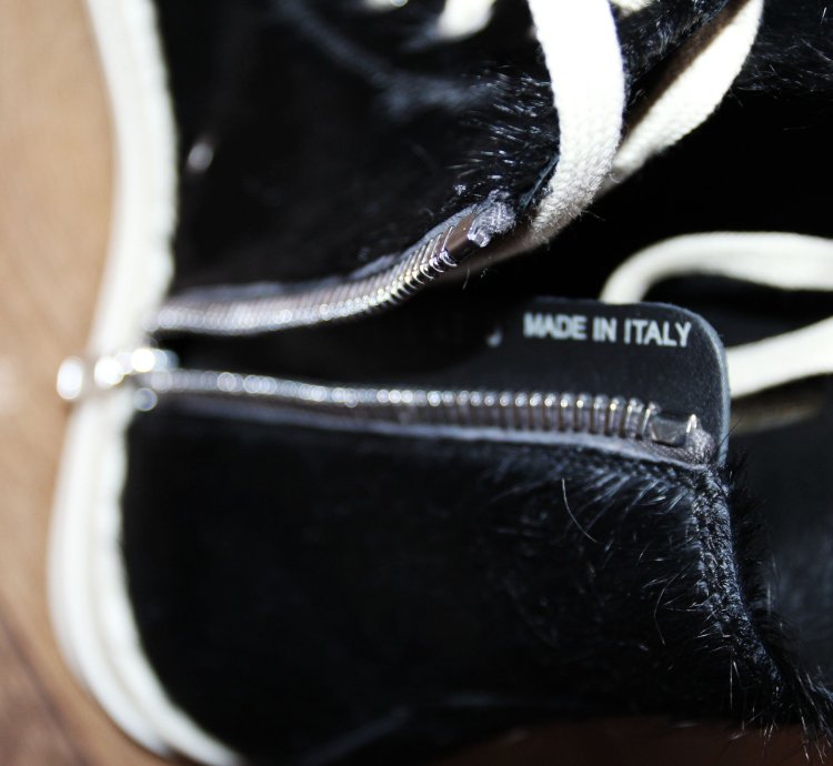 BNWT AW22 RICK OWENS STROBE FUR HIGH TOP SNEAKERS 43