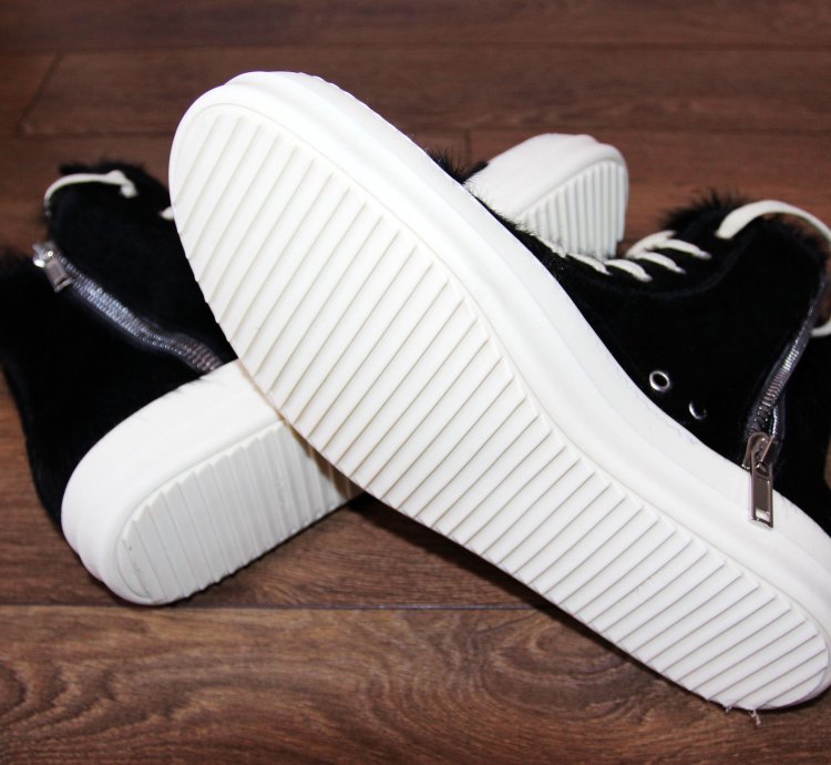 BNWT AW22 RICK OWENS STROBE FUR HIGH TOP SNEAKERS 43