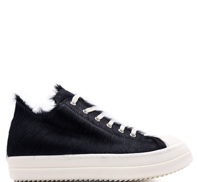 BNWT AW22 RICK OWENS STROBE FUR LOW LEATHER SNEAKERS 43