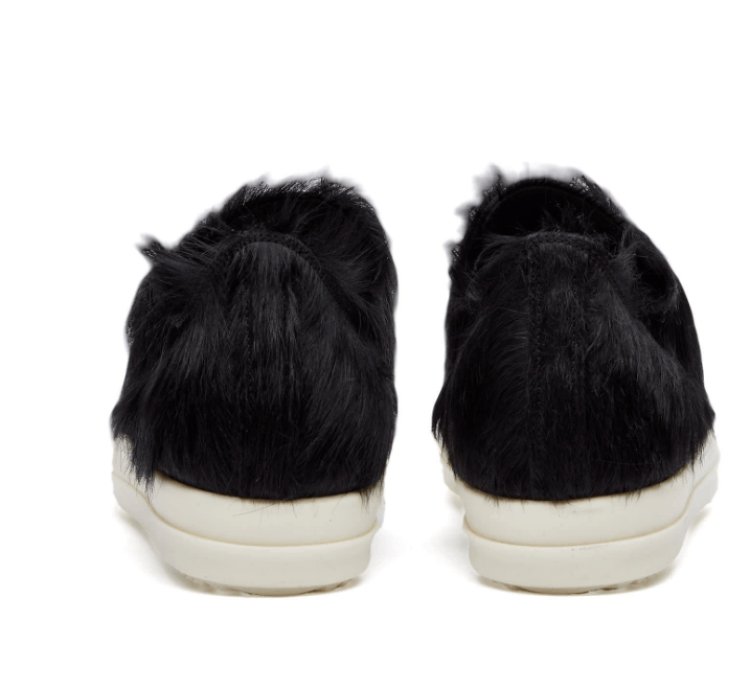 BNWT AW22 RICK OWENS STROBE FUR LOW LEATHER SNEAKERS 43