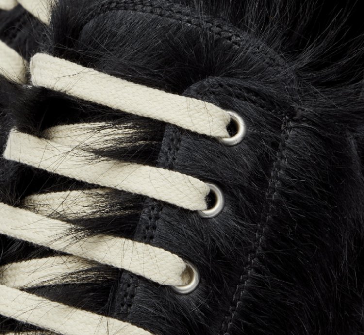 BNWT AW22 RICK OWENS STROBE FUR LOW LEATHER SNEAKERS 43