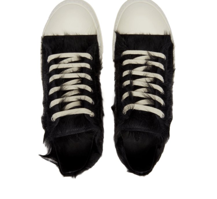 BNWT AW22 RICK OWENS STROBE FUR LOW LEATHER SNEAKERS 43