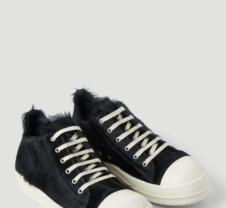 BNWT AW22 RICK OWENS STROBE FUR LOW LEATHER SNEAKERS 43
