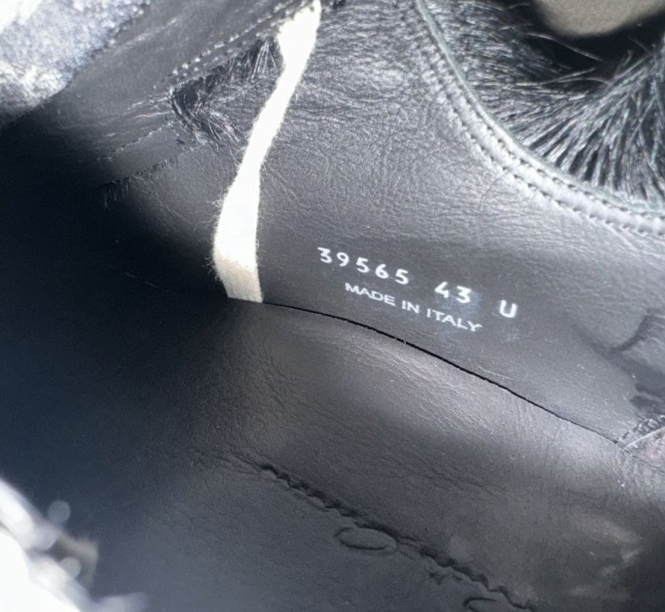 BNWT AW22 RICK OWENS STROBE FUR LOW LEATHER SNEAKERS 43